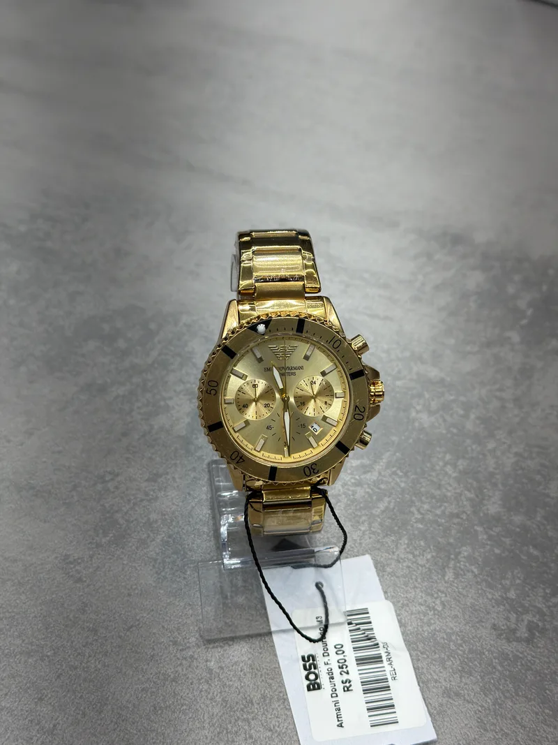 Relógio Armani Dourado Fundo Dourado Mod. 3