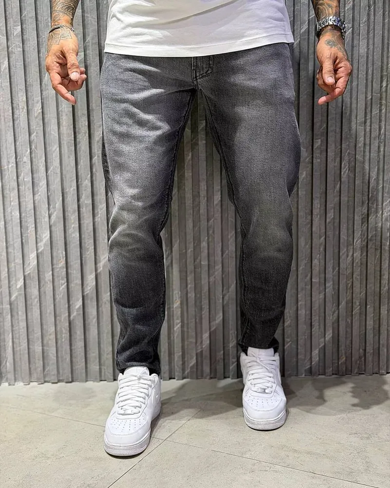 Calça Jayjones jeans cinza escuro com lavagem