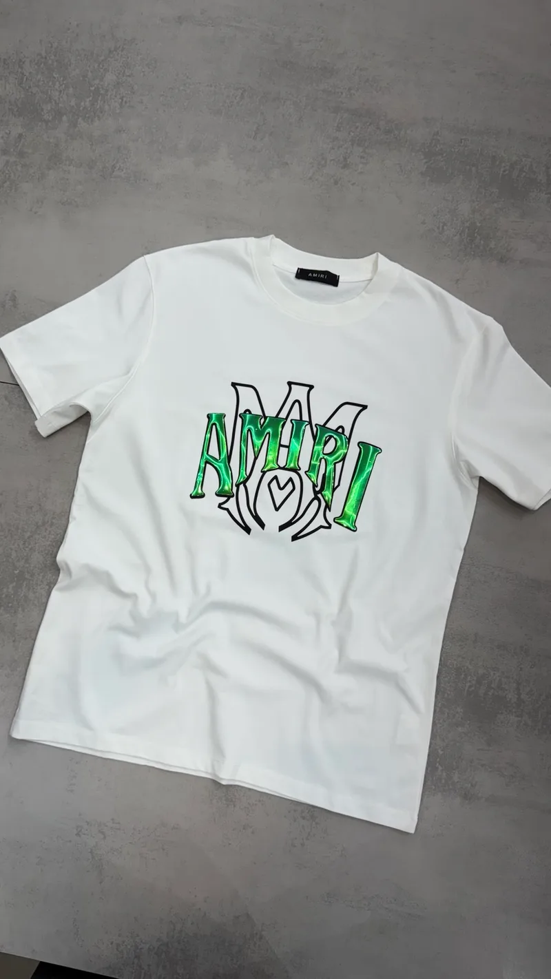 Camiseta Amiri Branca Estampa AMIRI Verde/Preto