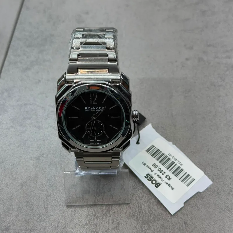 Relógio Bvlgari Prata Fundo Preto Mod. 1