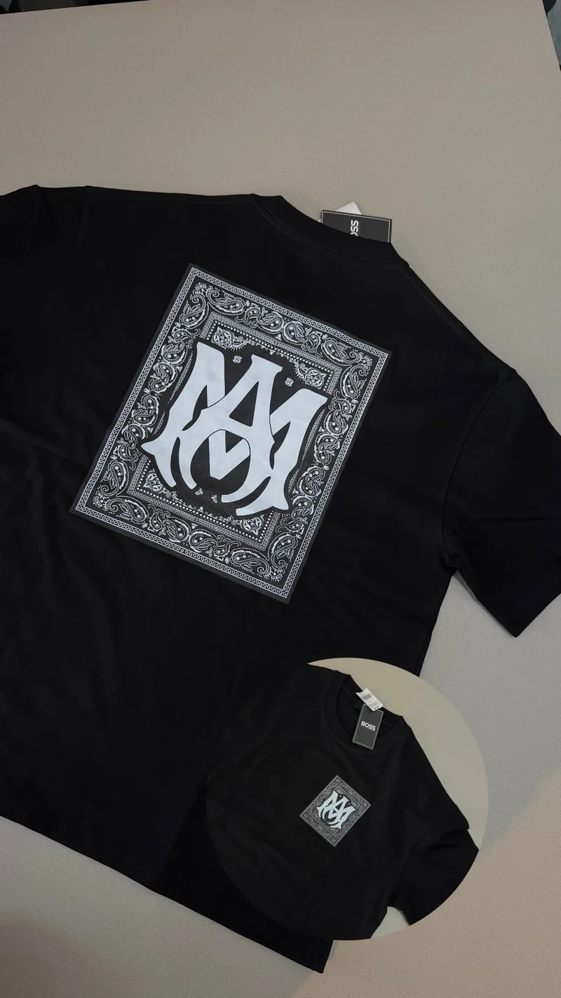 Camisa Amiri 6 Oversized - Preta monograma MA bandana