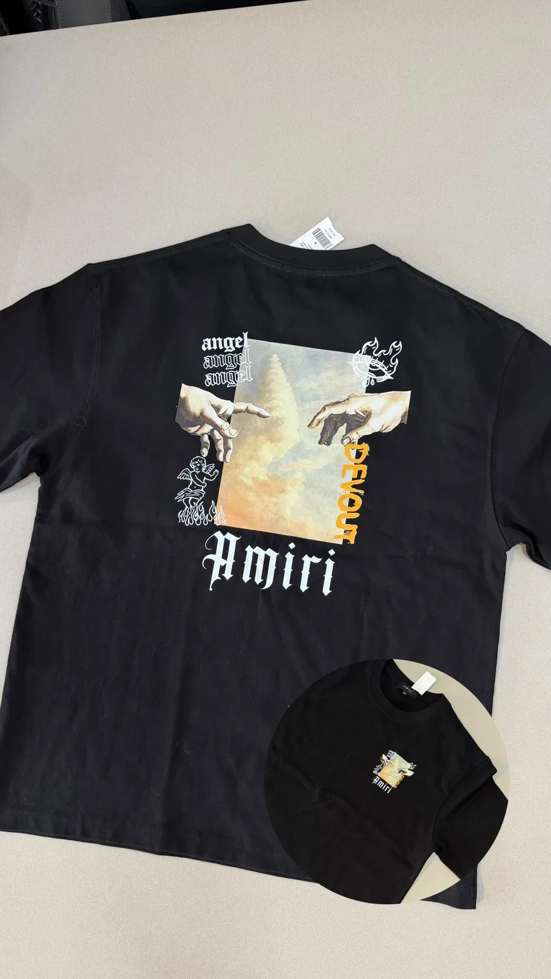 Camisa Amiri 25 Oversized - Preta estampa mãos nas costas