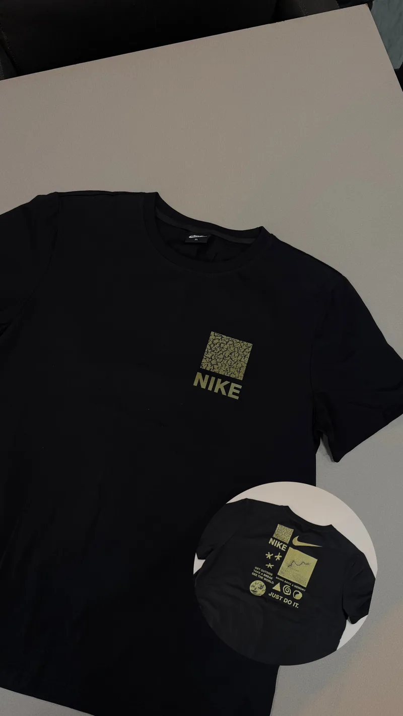 Camisa Nike 71 - Preta estampa verde/oliva frente e costas