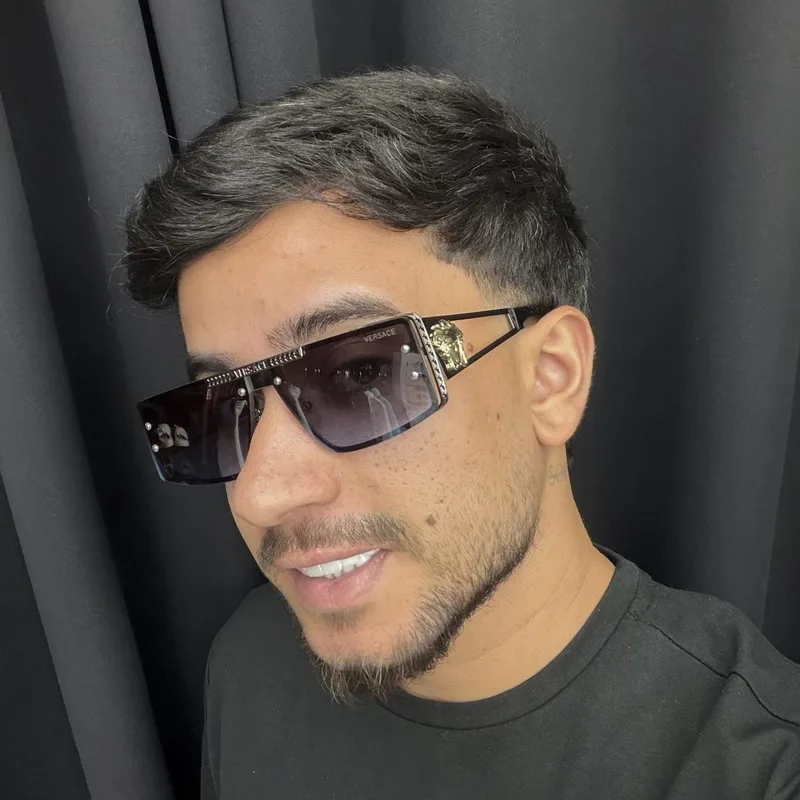 Óculos Versace Preto/Marrom Detalhe Dourado