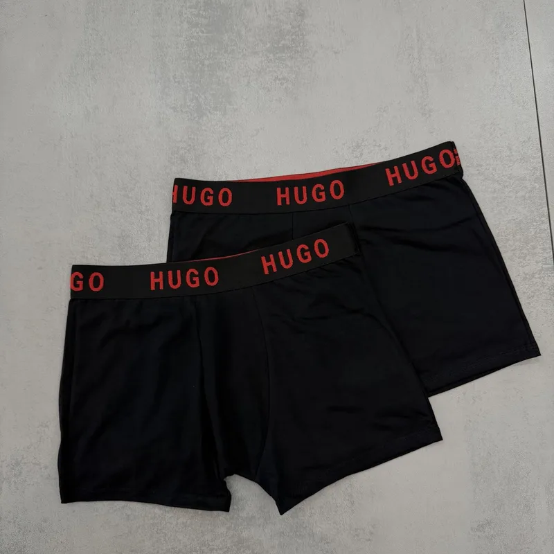 Cueca Boxer HUGO Preta Cos Preto Vermelho