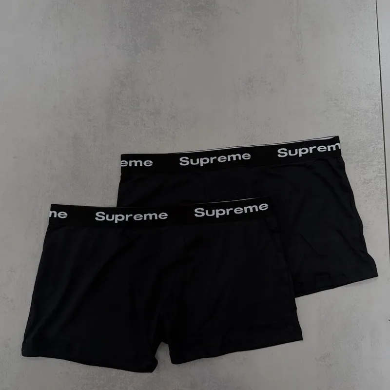 Cueca Boxer Supreme Preta Logo Branco