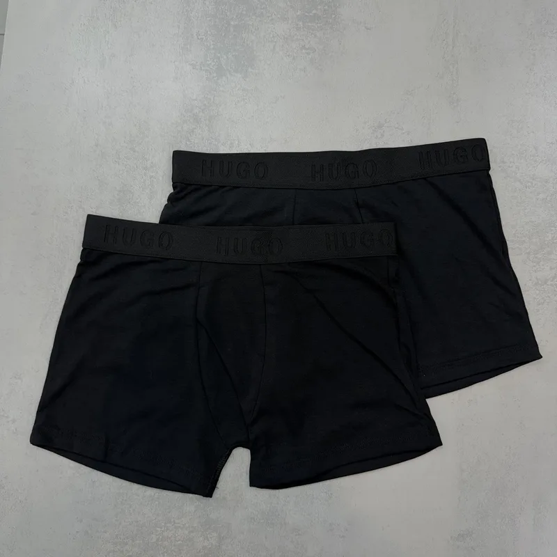 Cueca Boxer HUGO Preta Cos Preto Logo Preto