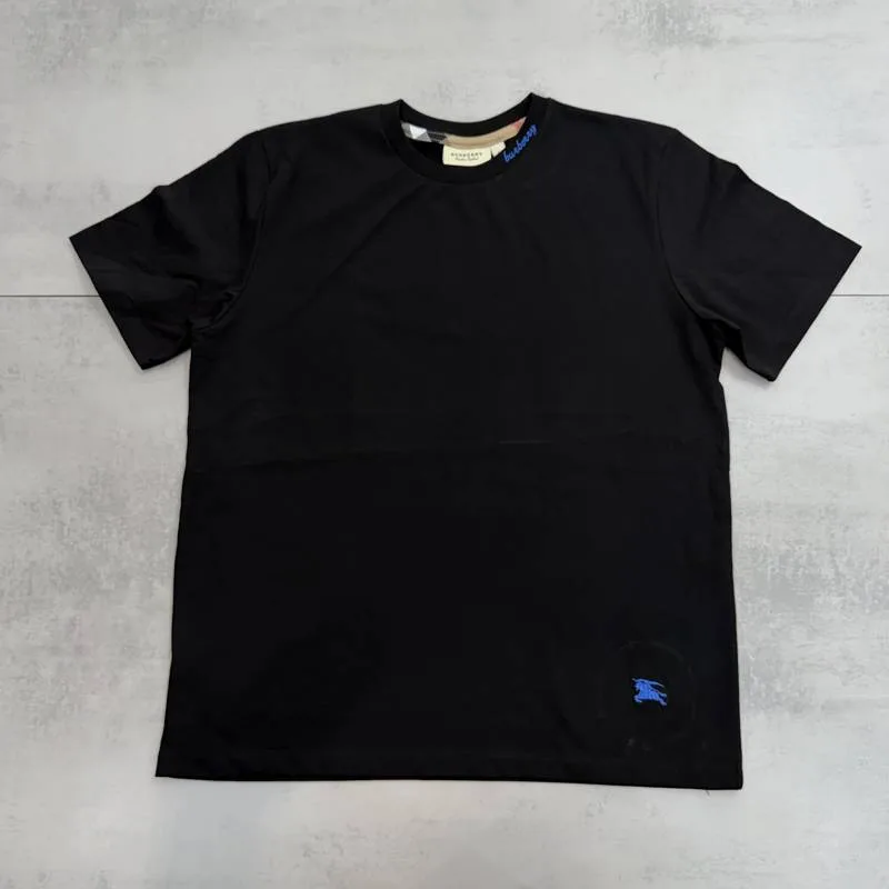 Camisa Burberry Preta Bordados Azuis
