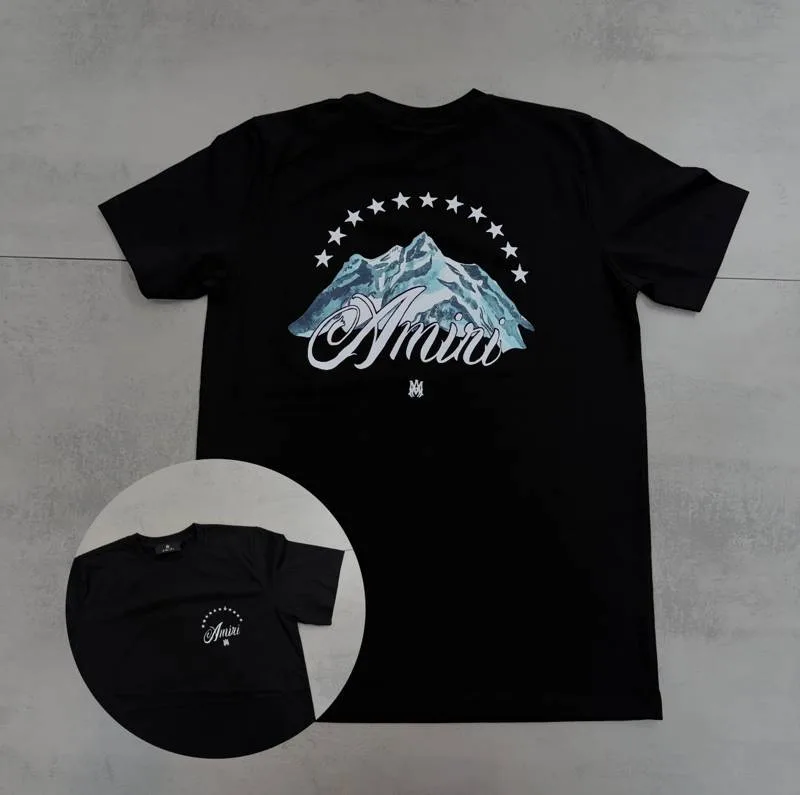Camisa Amiri Preta Montanha Azul e Estrelas