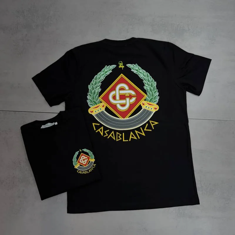 Camisa Casablanca Preta Brasao Colorido