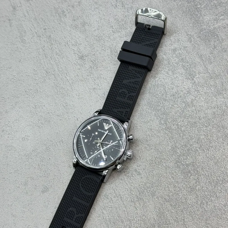 Relógio Emporio Armani Preto/Prata Mostrador Preto