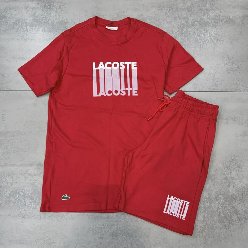 Conjunto Verão Lacoste Moletinho Vermelho Modelo 1