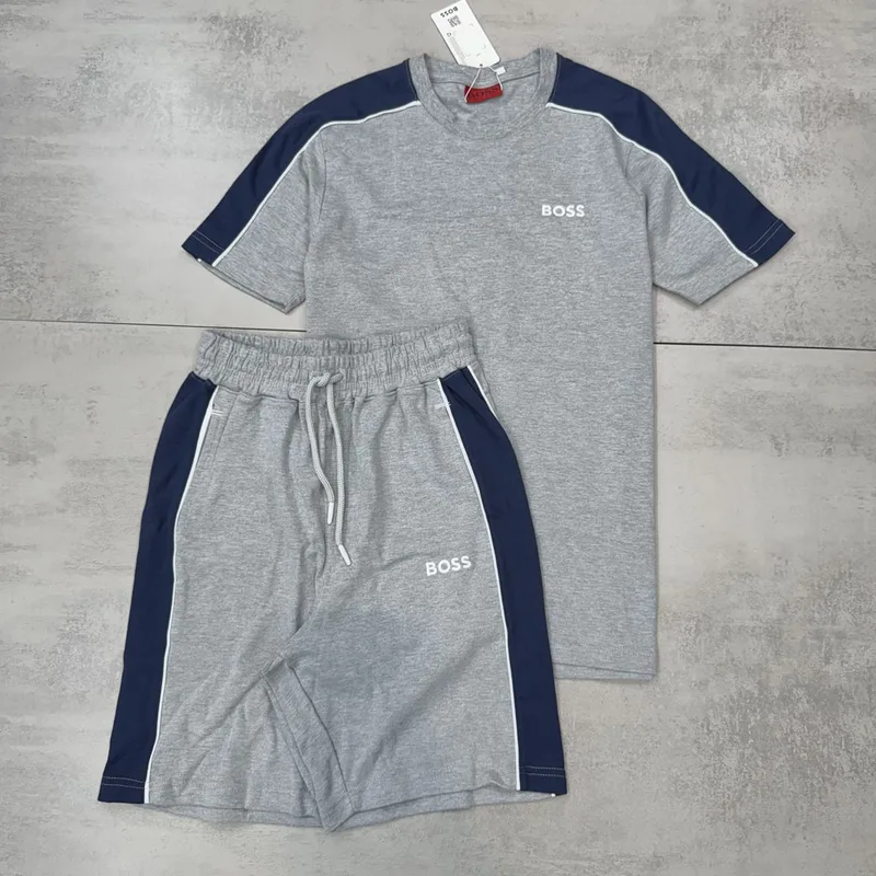 Conjunto Verão Boss Moletinho Cinza/Azul