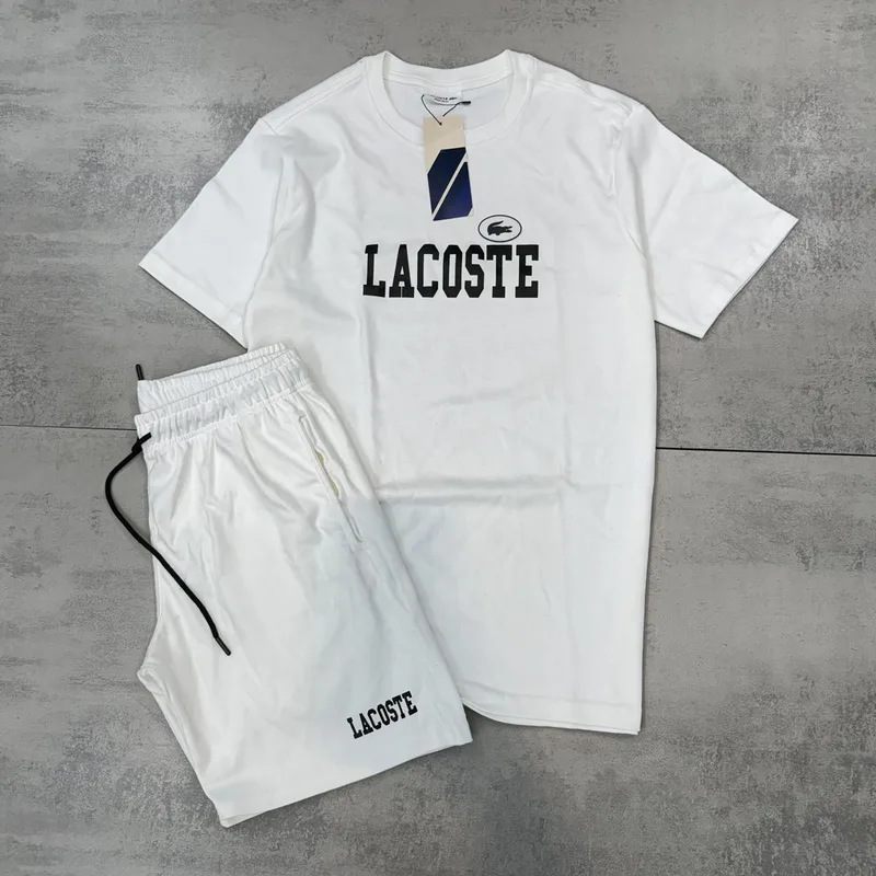 Conjunto Verão Lacoste Moletinho Branco/Preto
