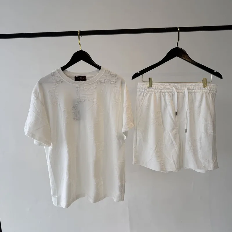 Conjunto Verão Gucci Premium Branco Monograma