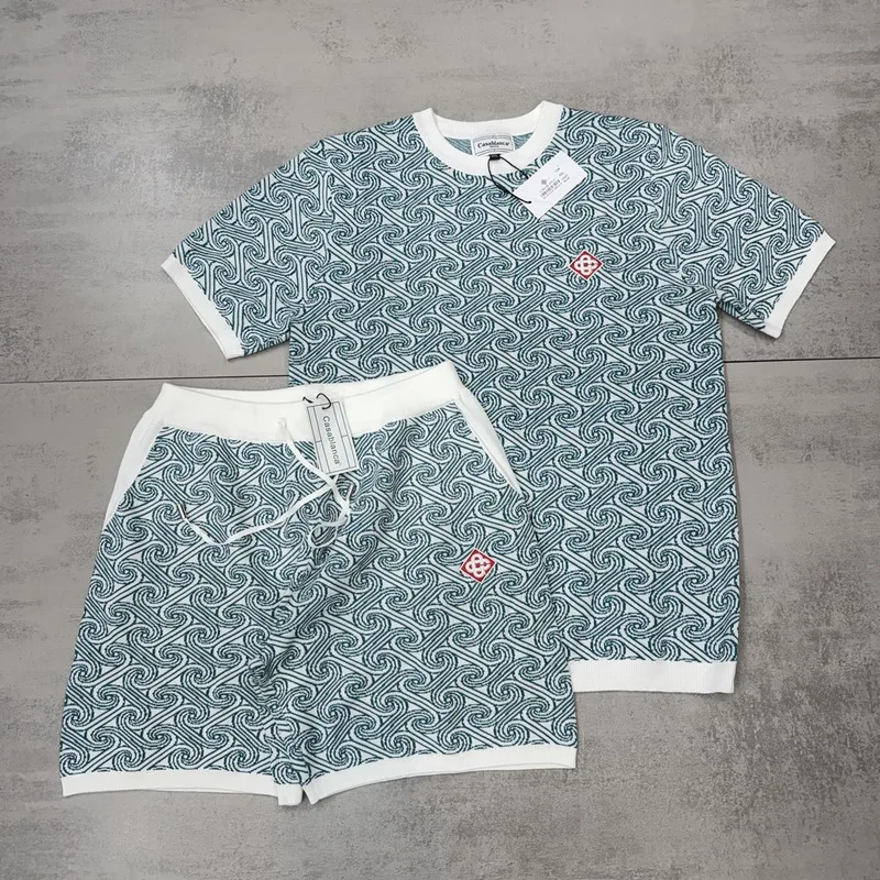 Conjunto Verão Casa Blanca Crochê Branco/Verde Estampado