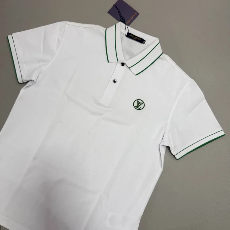 Polo LV 74 Branca Detalhes Verdes