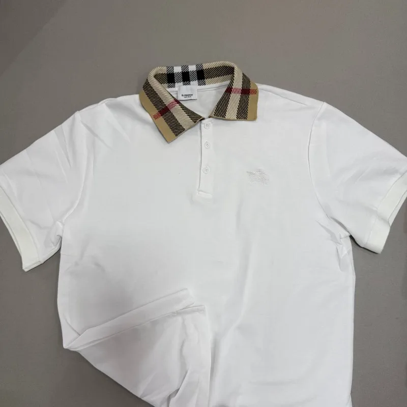 Polo Burberry Branca Gola Xadrez