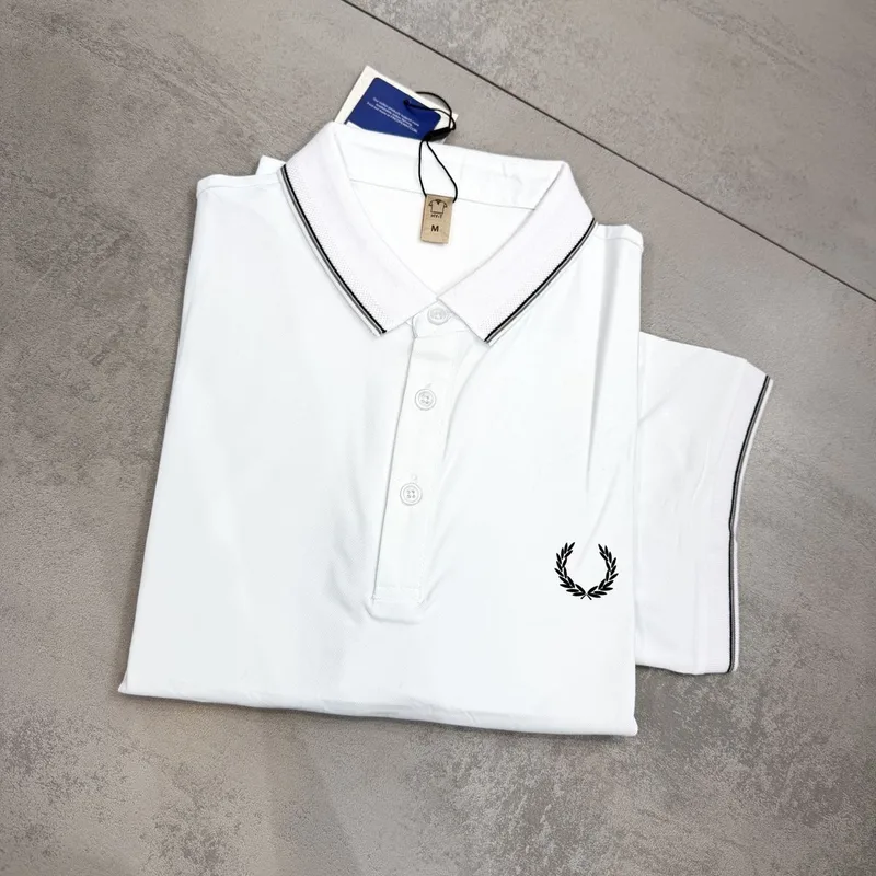 Camisa Polo Fred Perry Poliamida Branca/Preta