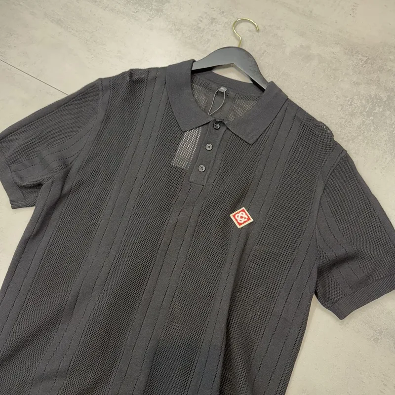 Camisa Polo Casa Blanca Crochê Preta