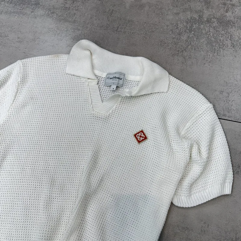 Camisa Polo Casa Blanca Crochê Branca