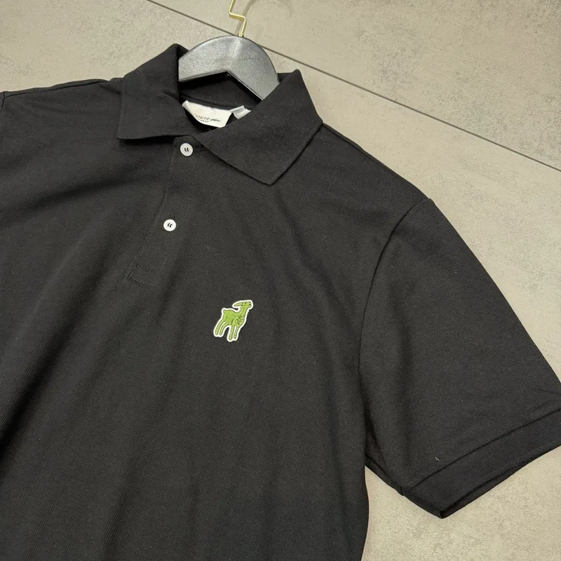 Camisa Polo Lacoste Preta Logo Verde