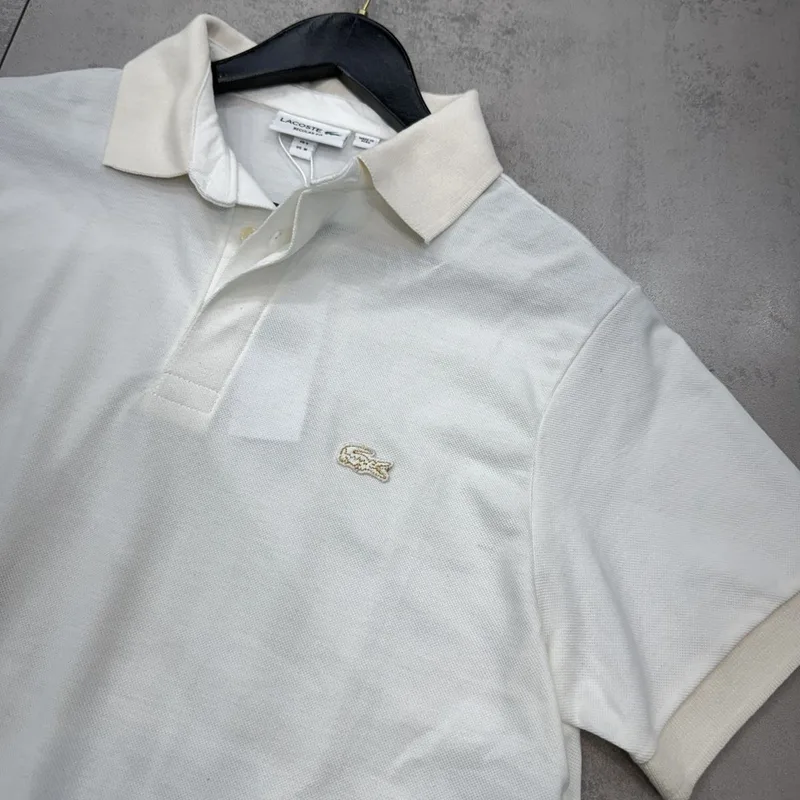 Camisa Polo Lacoste Branca/Bege