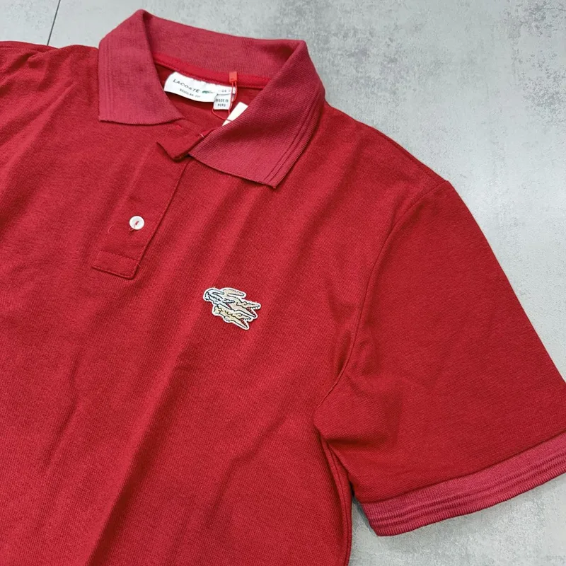 Camisa Polo Lacoste Vermelha Logo Triplo