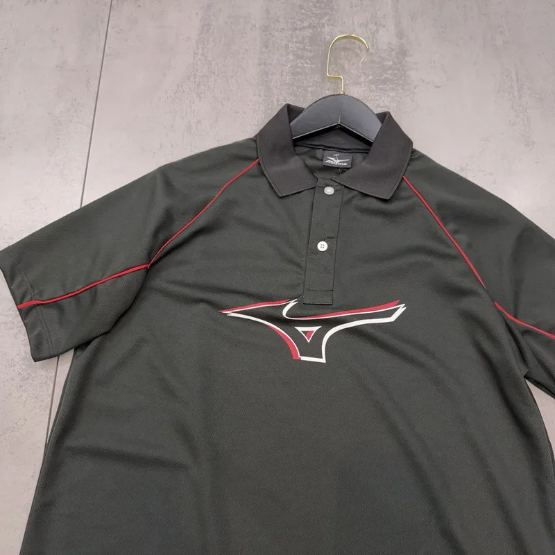 Camisa Polo Mizuno Dri-Fit Preta/Vermelha
