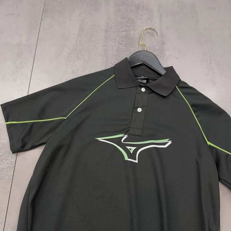 Camisa Polo Mizuno Dri-Fit Preta/Verde