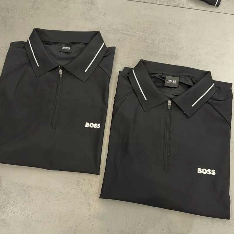 Camisa Polo Boss Preta com Zíper