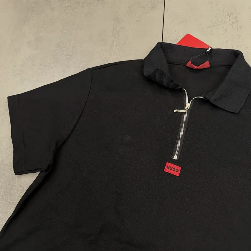 Camisa Polo Hugo Preta com Zíper