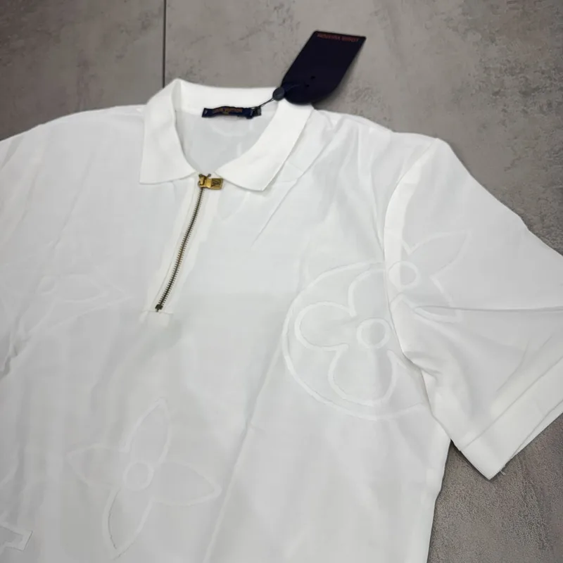 Camisa Polo Louis Vuitton Branca com Zíper - Premium