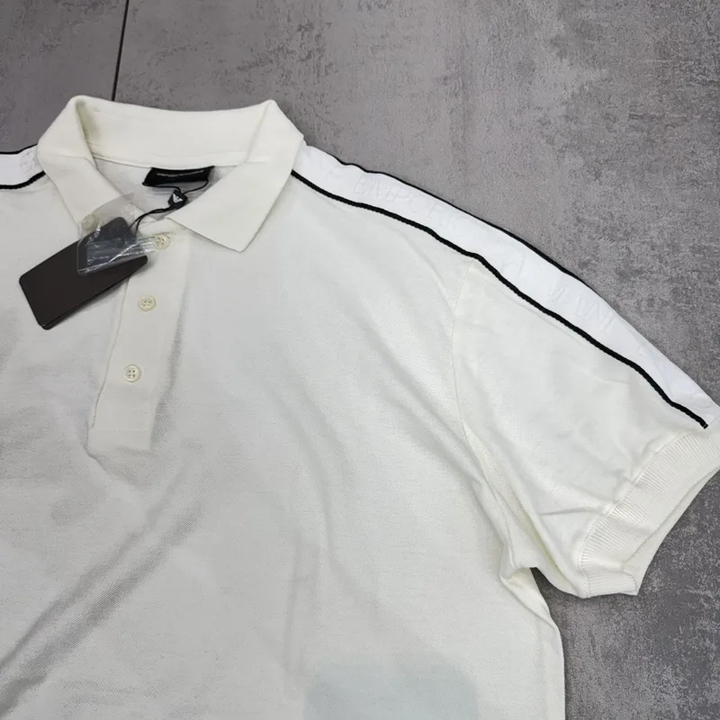 Camisa Polo Armani Off White Faixa Logo nos Ombros