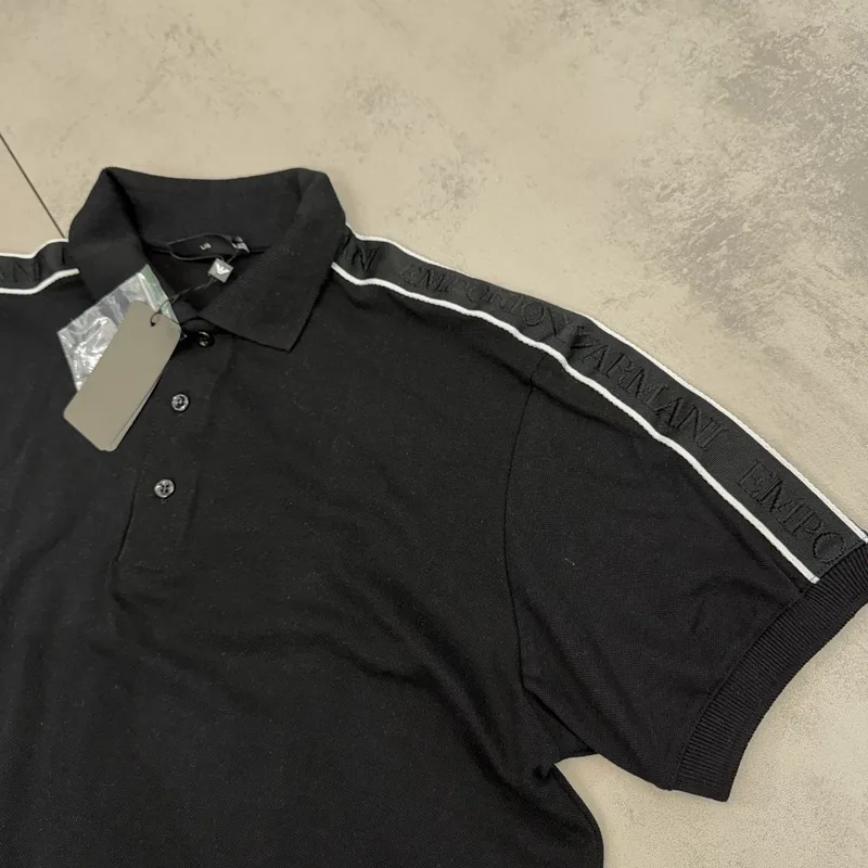Polo Armani Preta Faixa Ombro