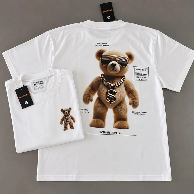 Camisa Palm Angels Oversized - Branca urso