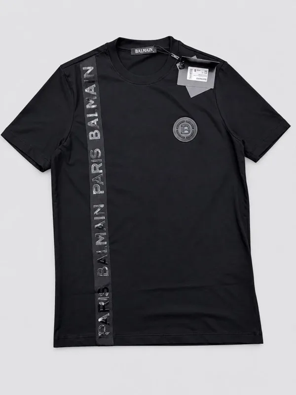 Camiseta Balmain Preta Faixa Paris