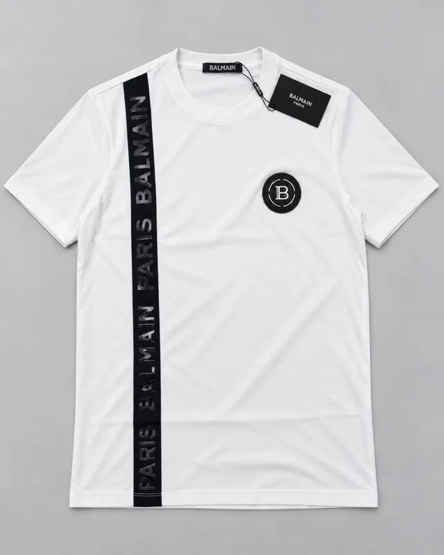 Camiseta Balmain Branca Faixa Paris