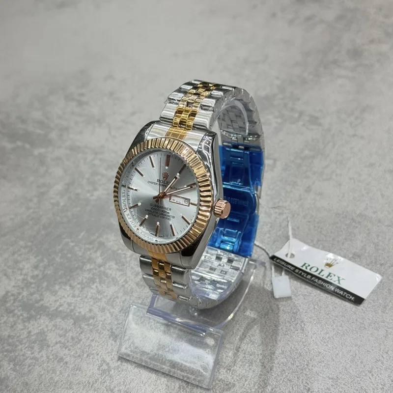 Relógio Rolex Prata/Dourado Mostrador Prata