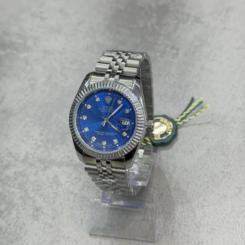 Relógio Rolex Prata Mostrador Azul