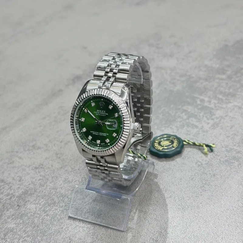Relógio Rolex Prata Mostrador Verde
