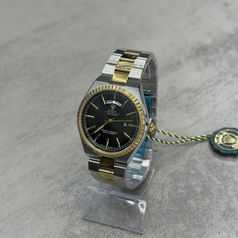 Relógio Rolex Prata/Dourado Day-Date Mostrador Preto