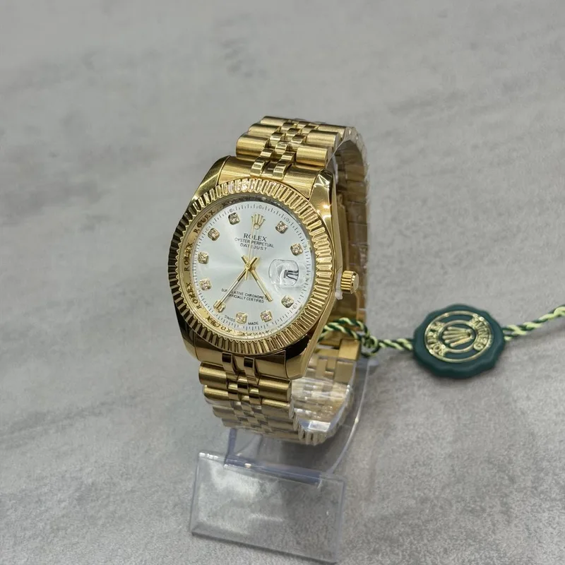 Relógio Rolex Dourado Mostrador Branco