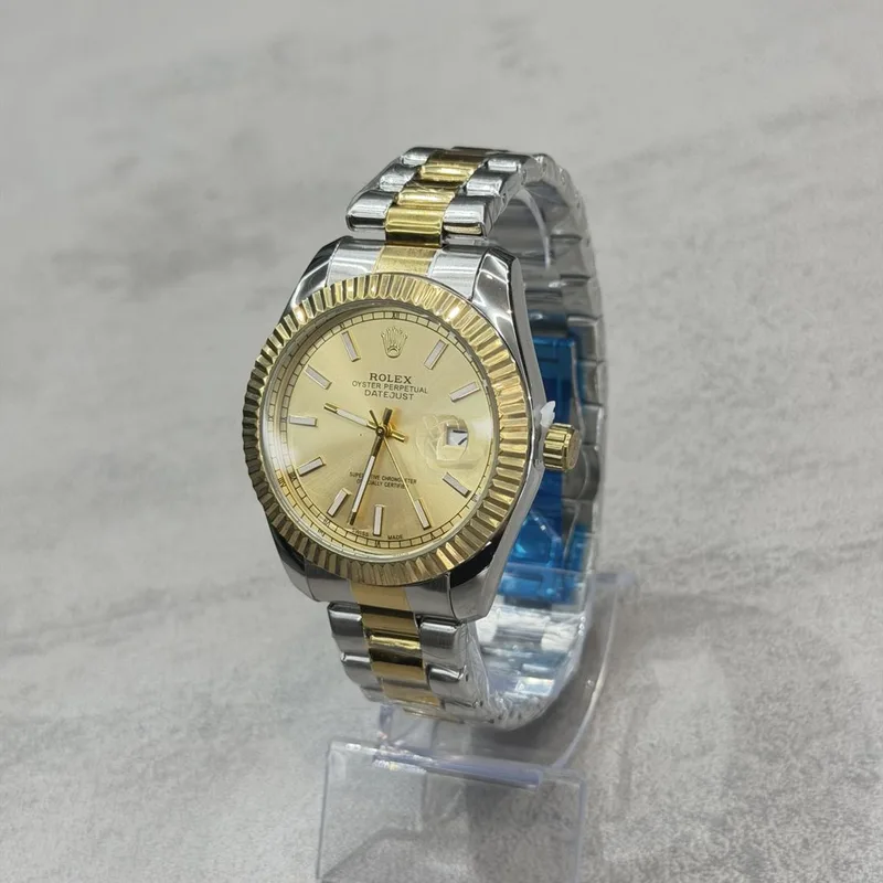 Relógio Rolex Prata/Dourado Mostrador Dourado