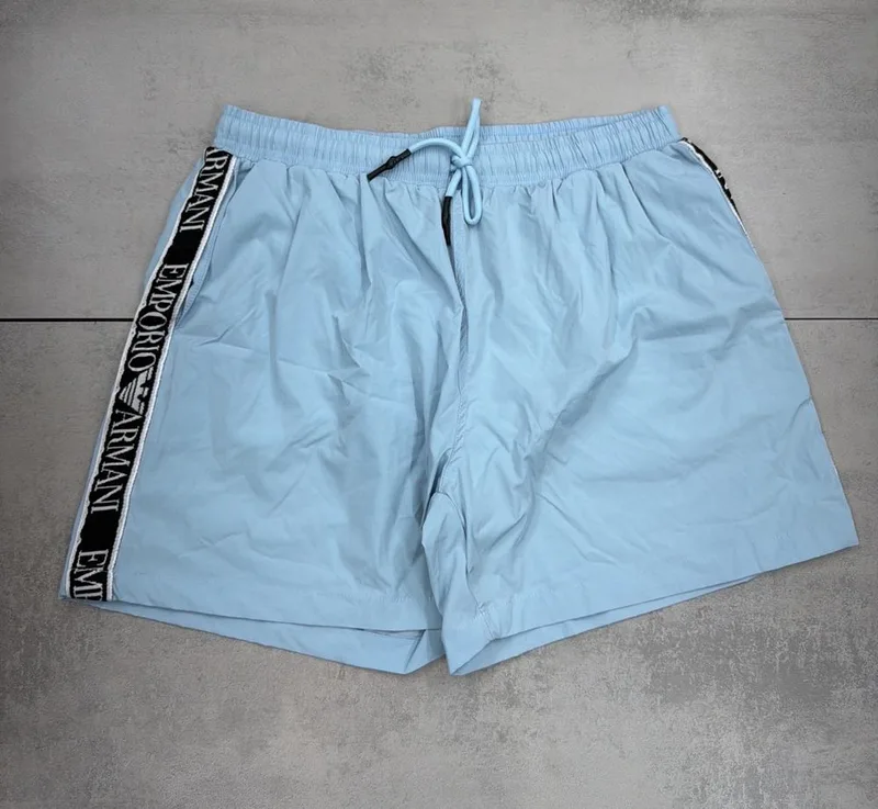 Bermuda Emporio Armani Azul-Claro Faixa Lateral