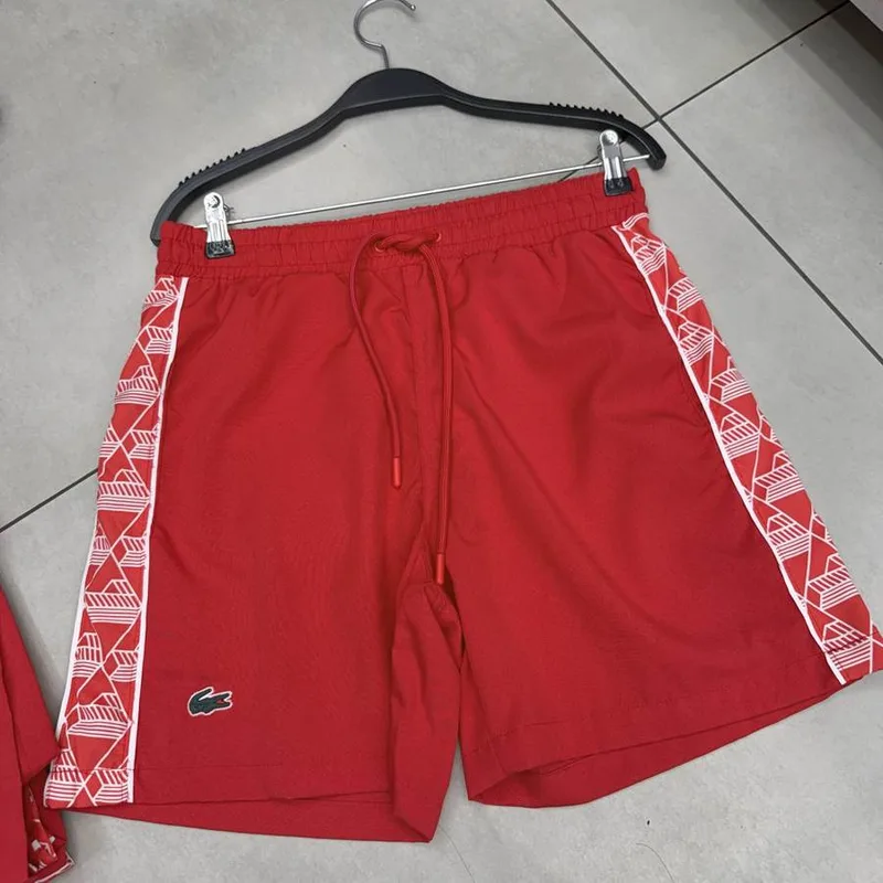 Bermuda Lacoste Vermelha Faixa Estampada