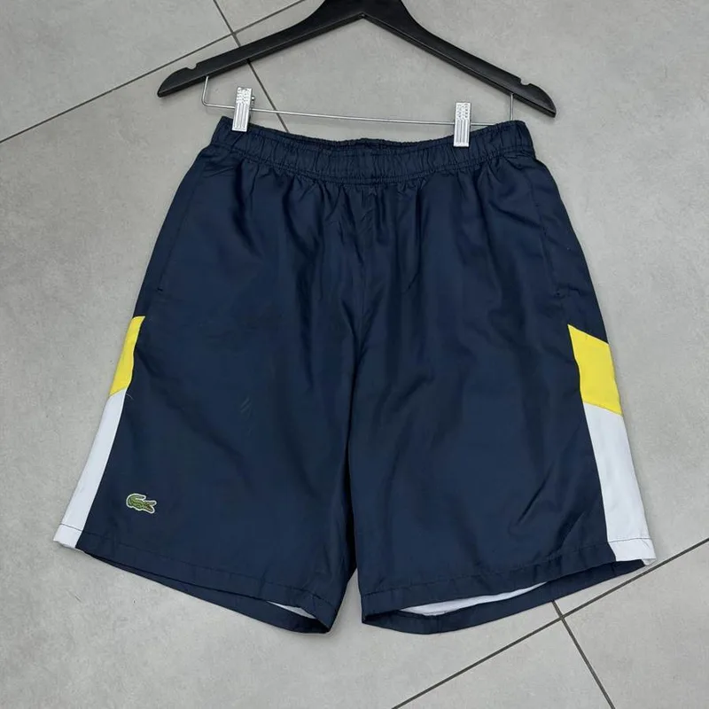 Bermuda Lacoste Azul-Marinho Faixa Amarela/Branca