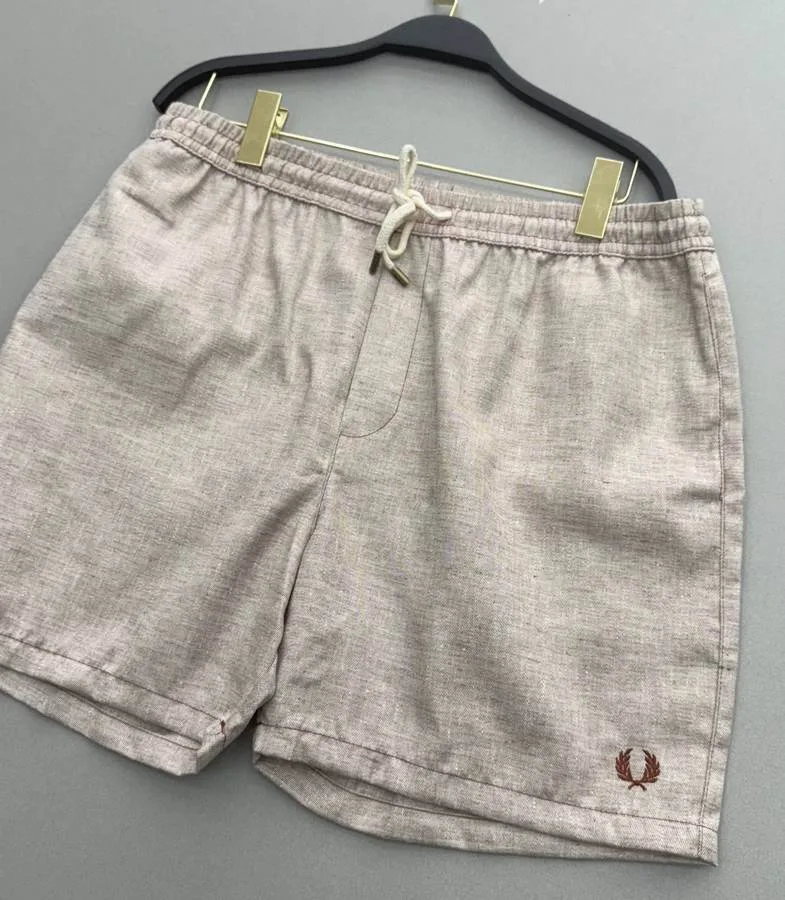 Bermuda Fred Perry Linho Bege