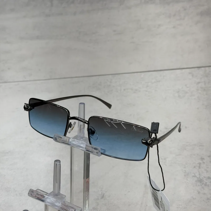 Óculos Cartier Armação Preto Lente Azul Fumê