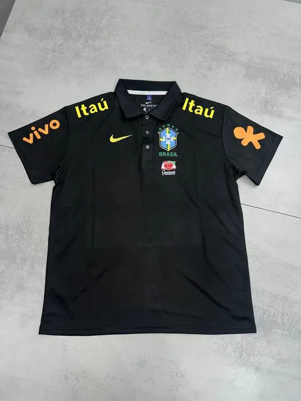 Camisa Polo Seleção Brasileira Preta Masculina